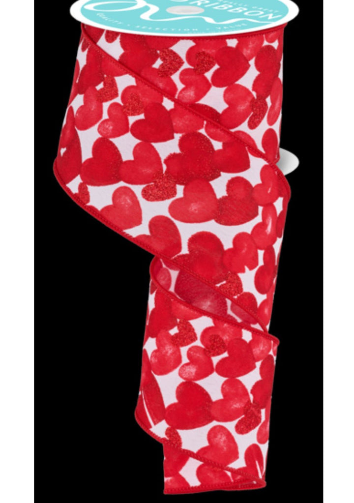 valentines multi size patterned hearts wired ribbon 2.5” - Greenery MarketWired ribbonRGF114627