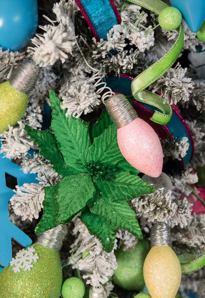 Velvet poinsettia pick - green - Greenery Market85730GN