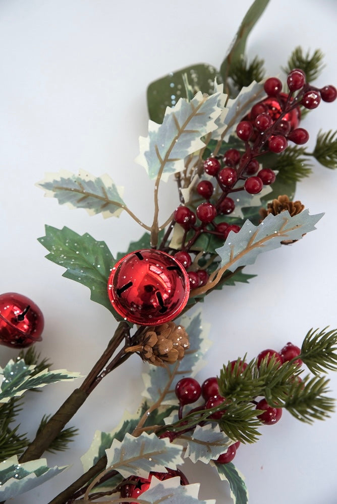 Holly, berries, and red bell spray