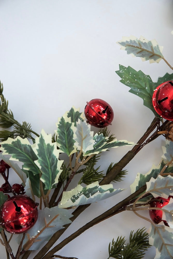 Holly, berries, and red bell spray