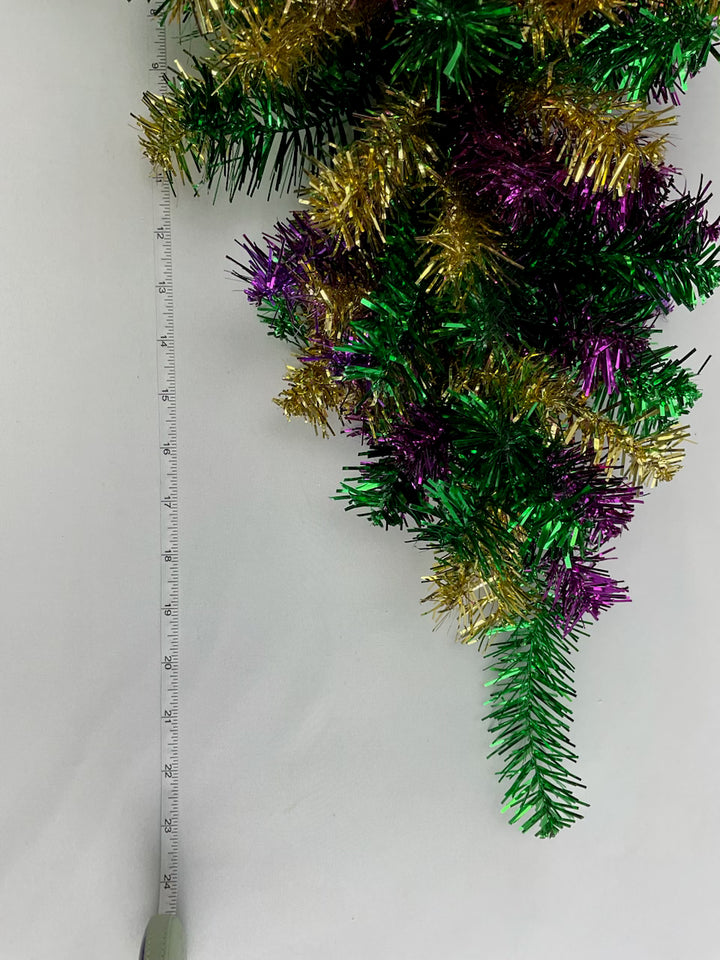 Mardi Gras tinsel tie swag -