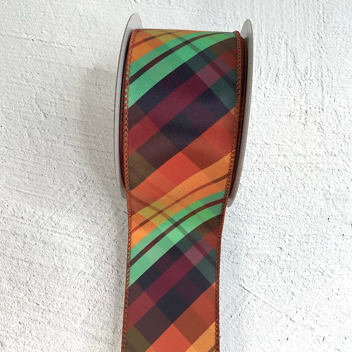 Diagonal plaid wired ribbon 2.5”