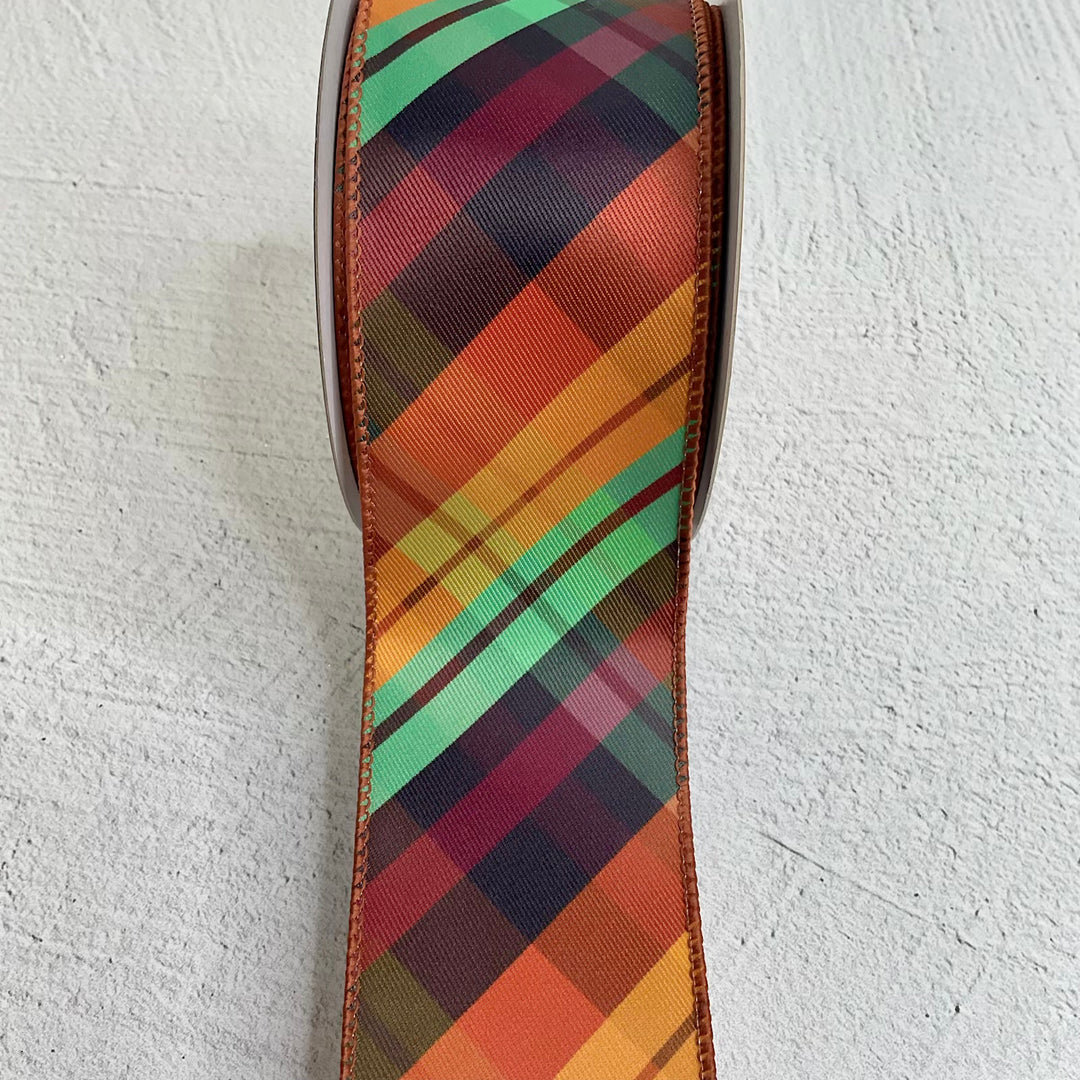 Diagonal plaid wired ribbon 2.5”