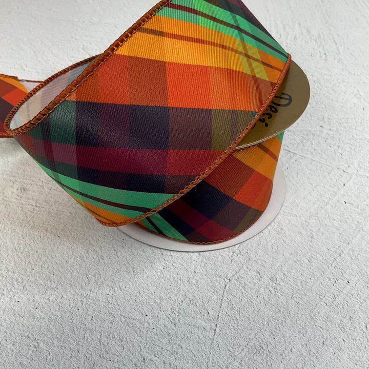 Diagonal plaid wired ribbon 2.5”
