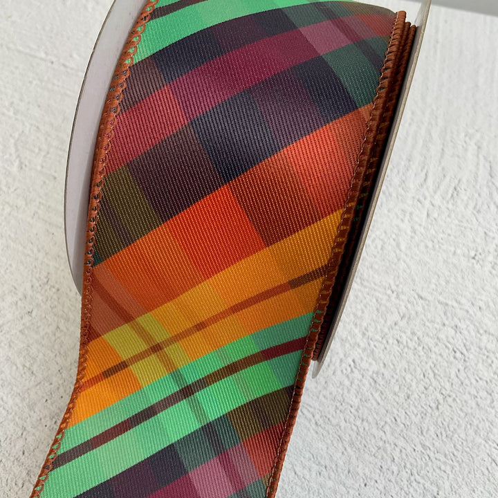 Diagonal plaid wired ribbon 2.5”