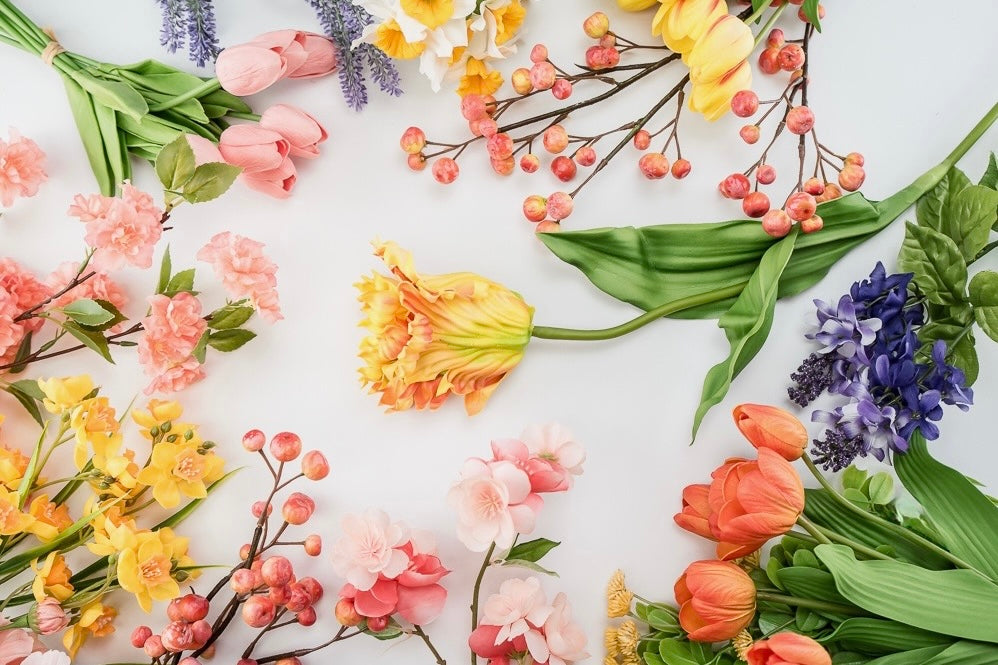 artificial colorful flowers