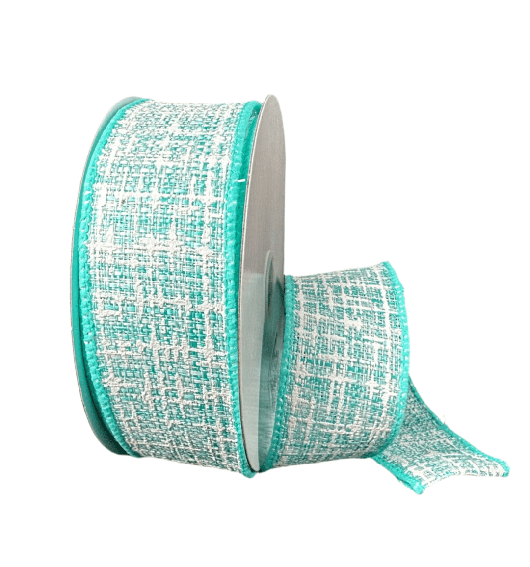 Aqua blue tweed wired ribbon, 1.5” - Greenery Marketwired ribbon41515 - 09 - 45