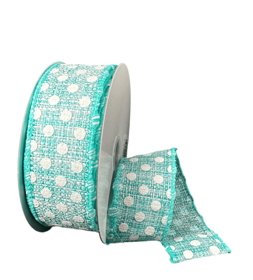 Aqua tweed and dots wired ribbon, 1.5” - Greenery Marketwired ribbon41505 - 09 - 45