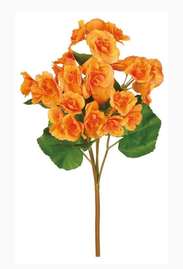 Artificial Begonia Bush - real touch - orange - Greenery Market6144 - OR