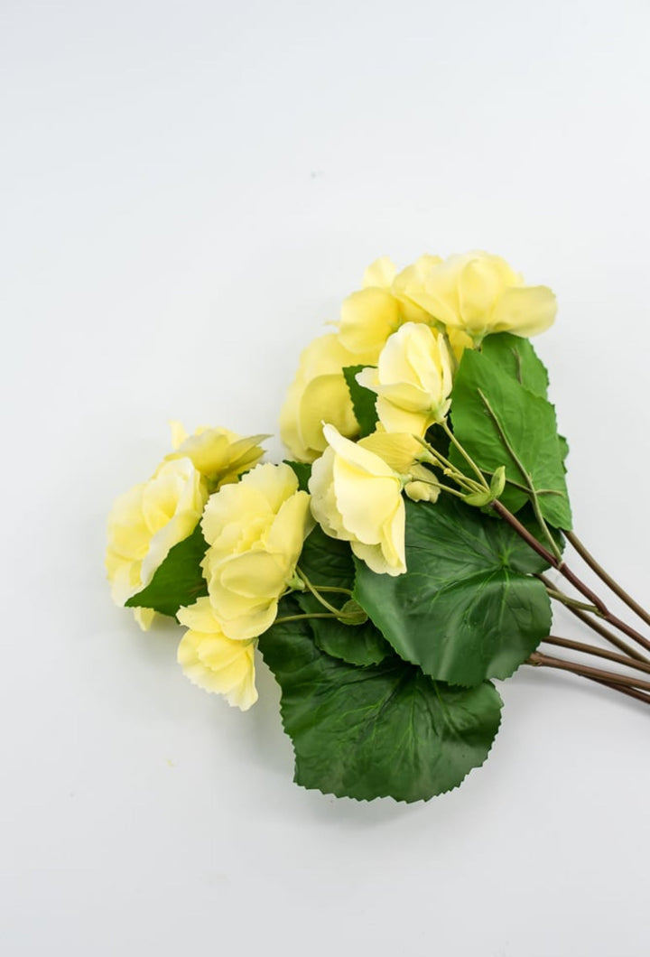 Artificial Begonia Bush - real touch - yellow - Greenery Market6144 - Y