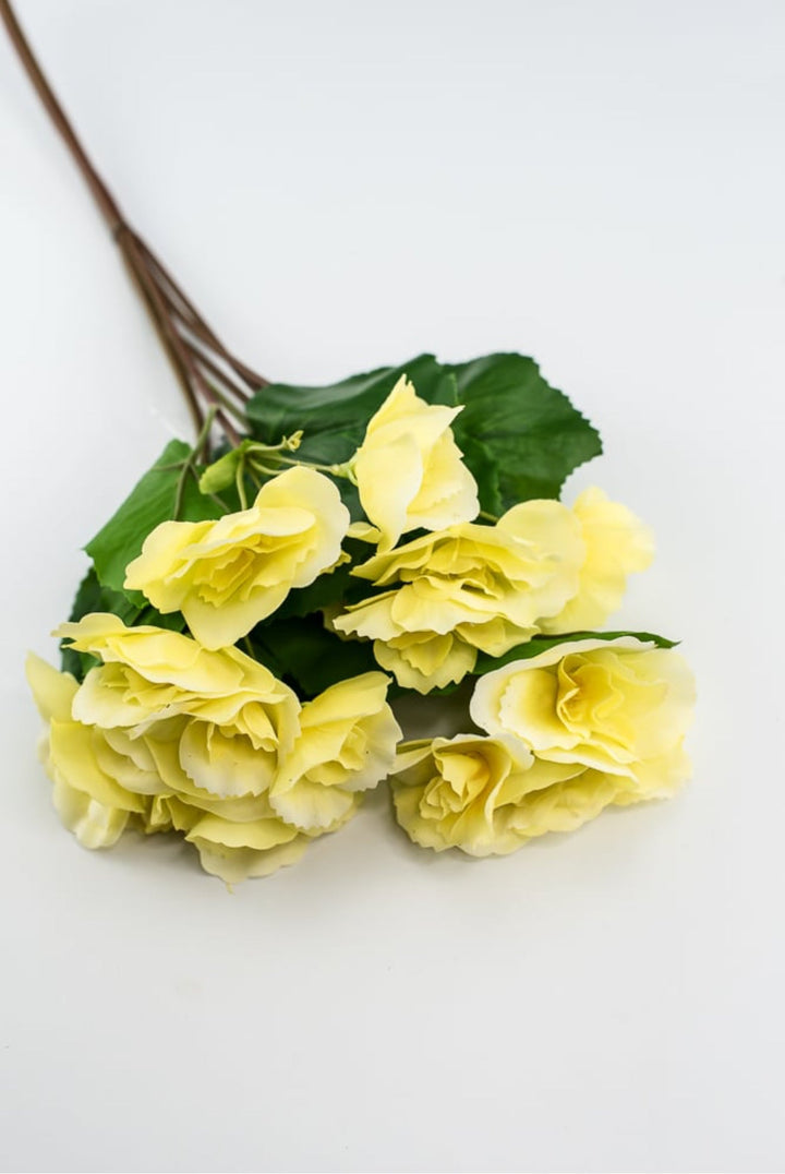 Artificial Begonia Bush - real touch - yellow - Greenery Market6144 - Y