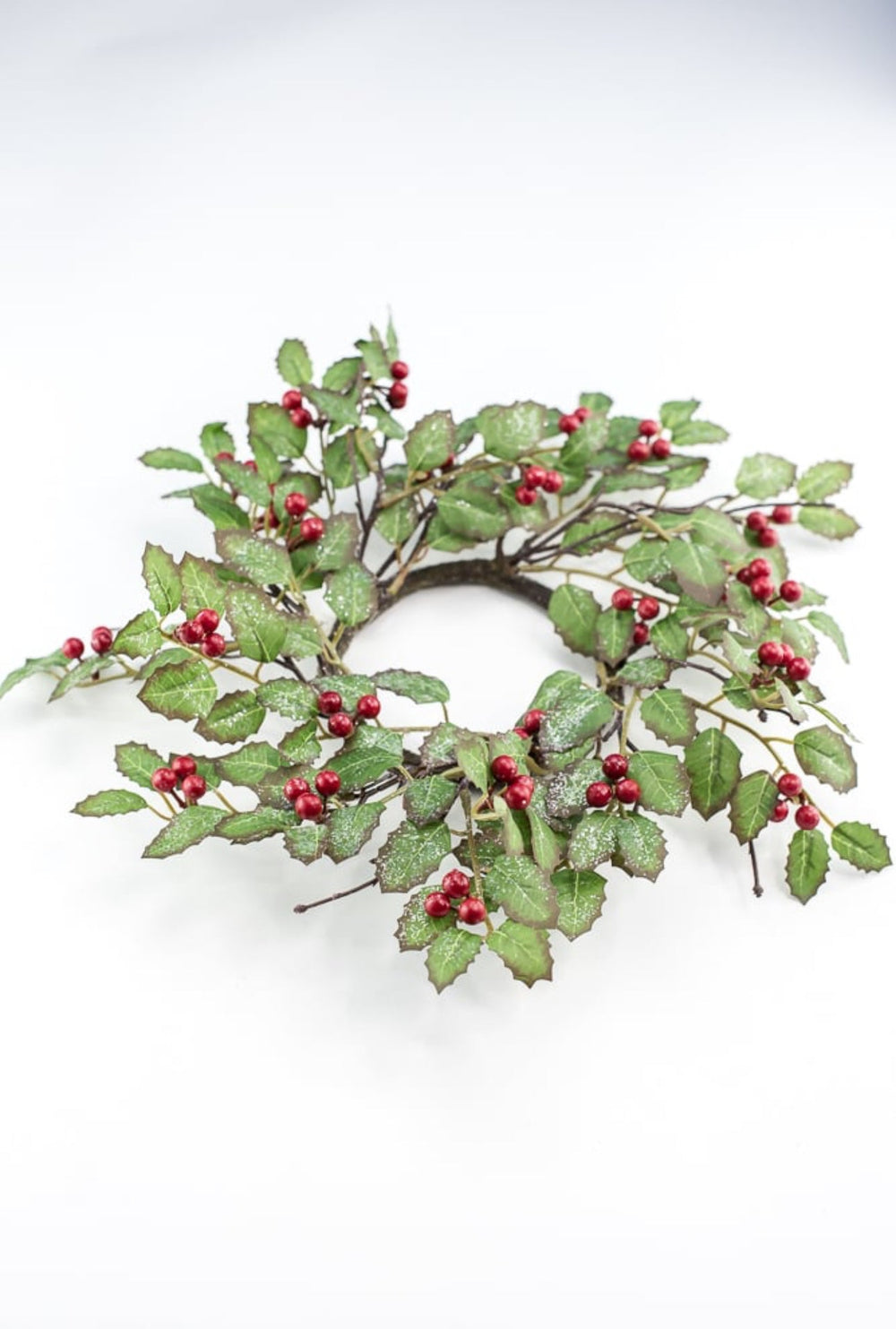 Artificial holly and red berries candle ring 13” - Greenery MarketArtificial FloraXP2544 GR
