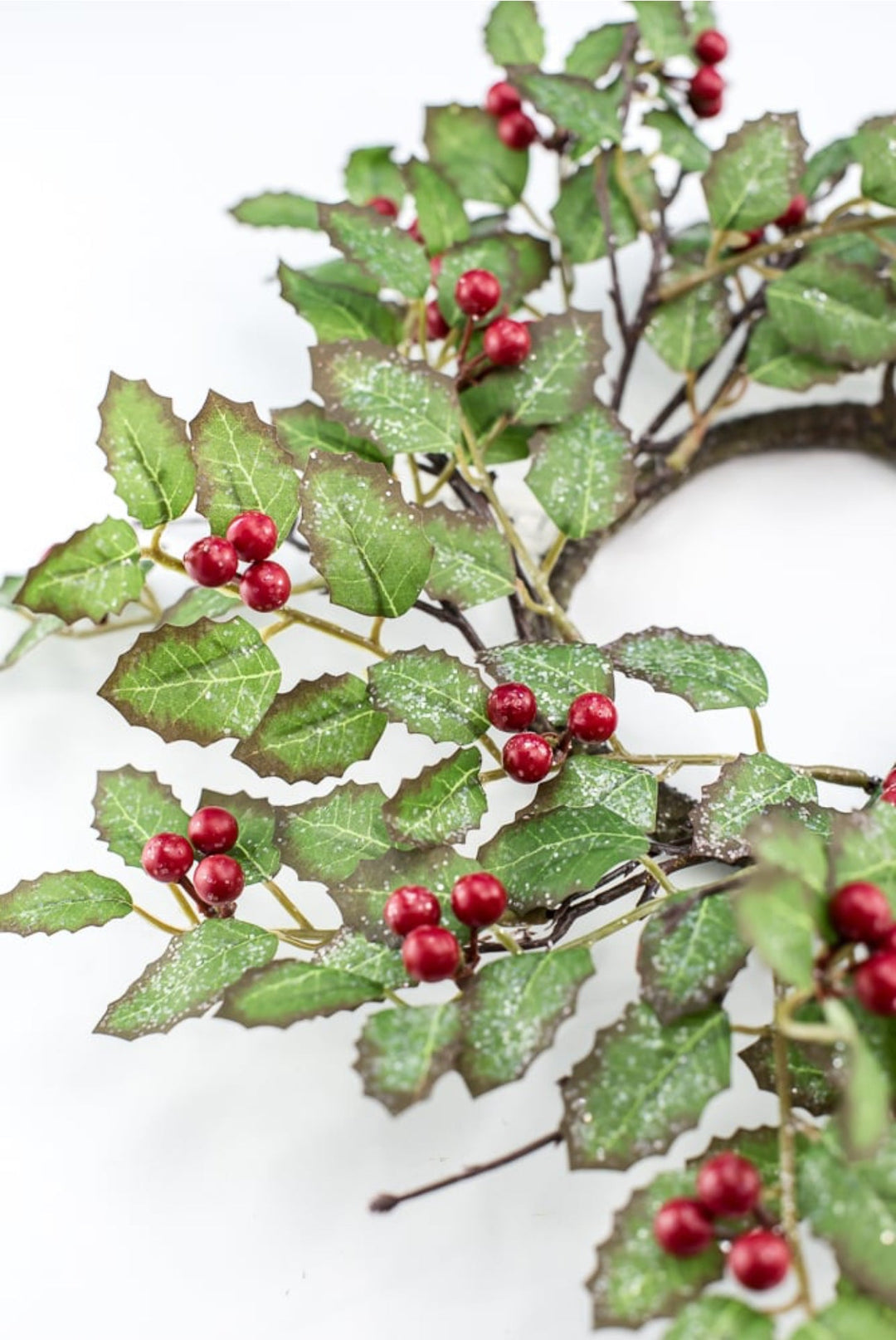 Artificial holly and red berries candle ring 13” - Greenery MarketArtificial FloraXP2544 GR