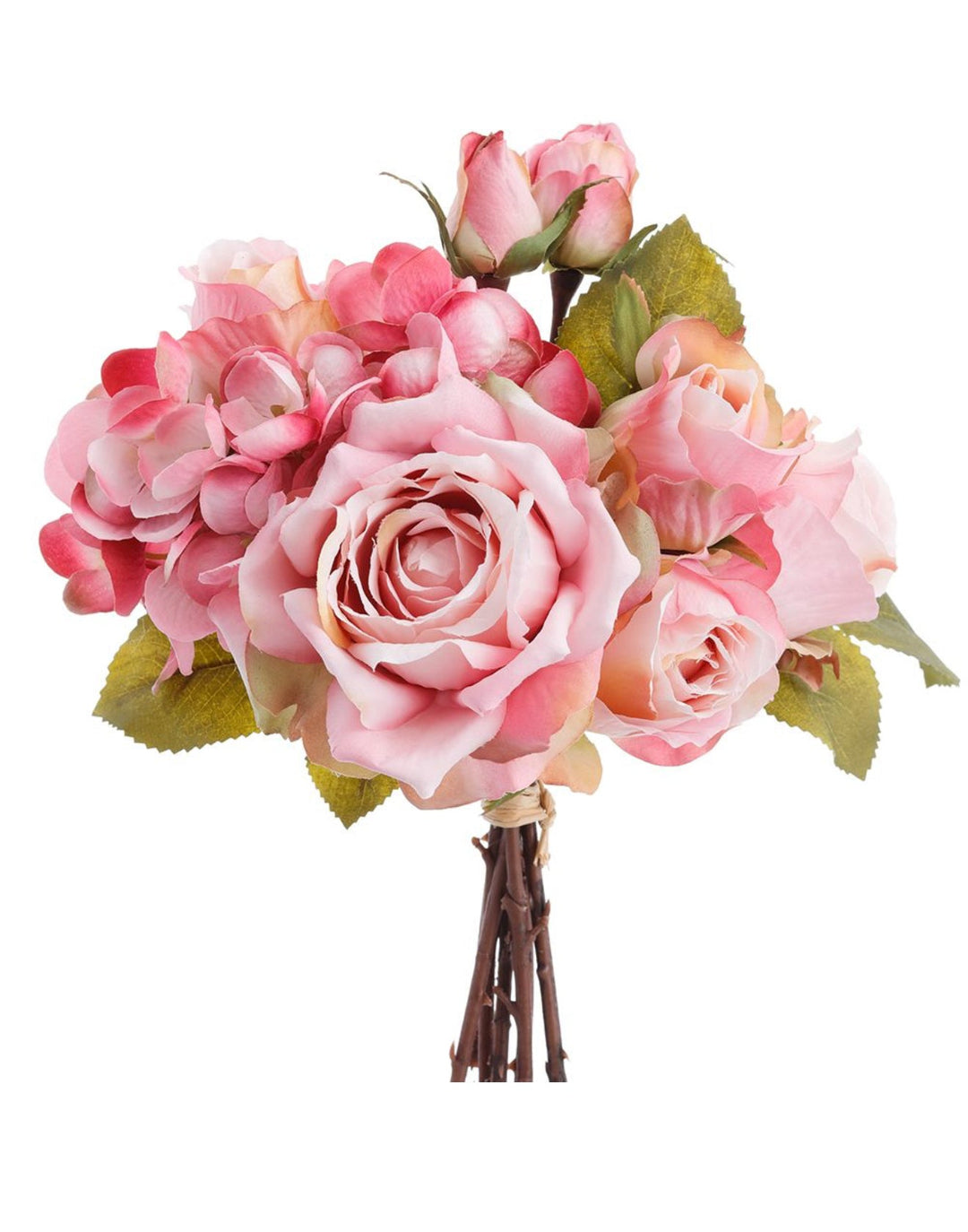Artificial Hydrangea And Roses Flower Bundle - Pink - Greenery MarketFBQ758 - PK/RO