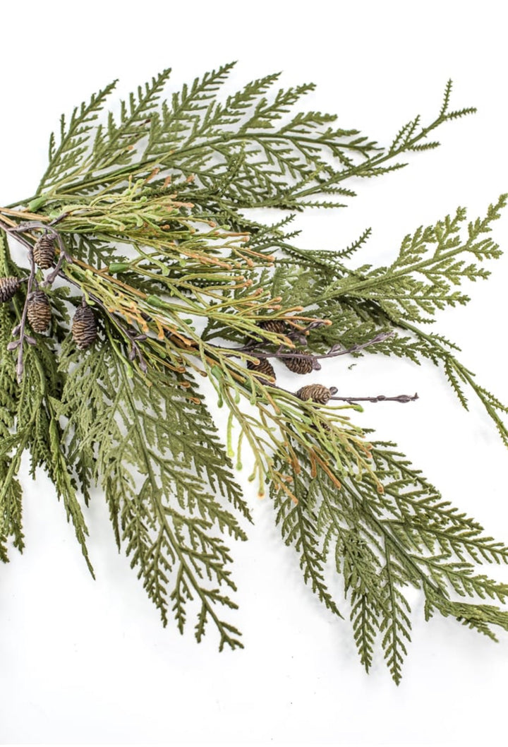 Artificial, mixed incense cedar & mini cone spray - Greenery MarketXX9152