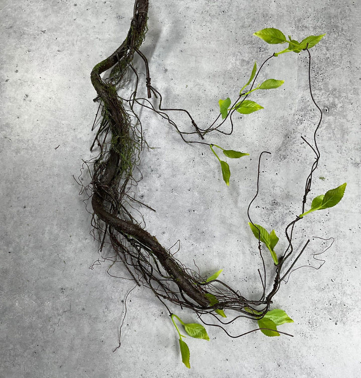 Artificial mossy twigs with leaves vine garland - over 4’ - Greenery Market27546