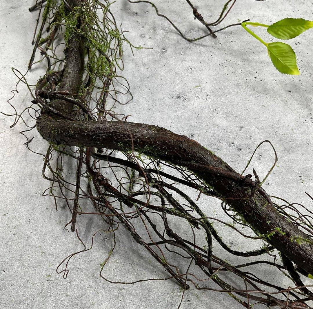 Artificial mossy twigs with leaves vine garland - over 4’ - Greenery Market27546