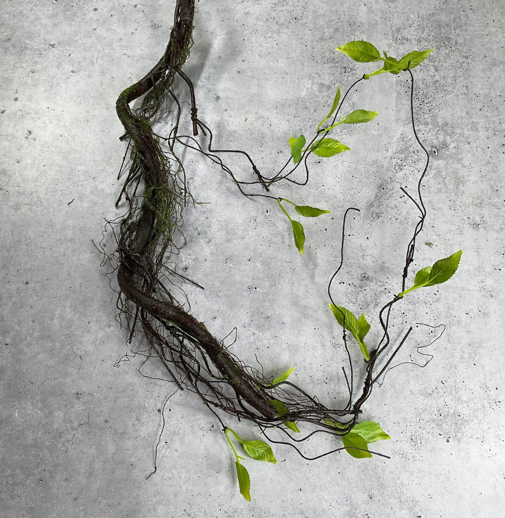 Artificial mossy twigs with leaves vine garland - over 4’ - Greenery Market27546