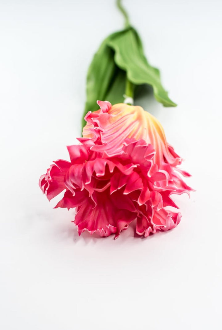 Artificial, pink & yellow, parrot tulip stem - Greenery MarketArtificial Flora2260032PY