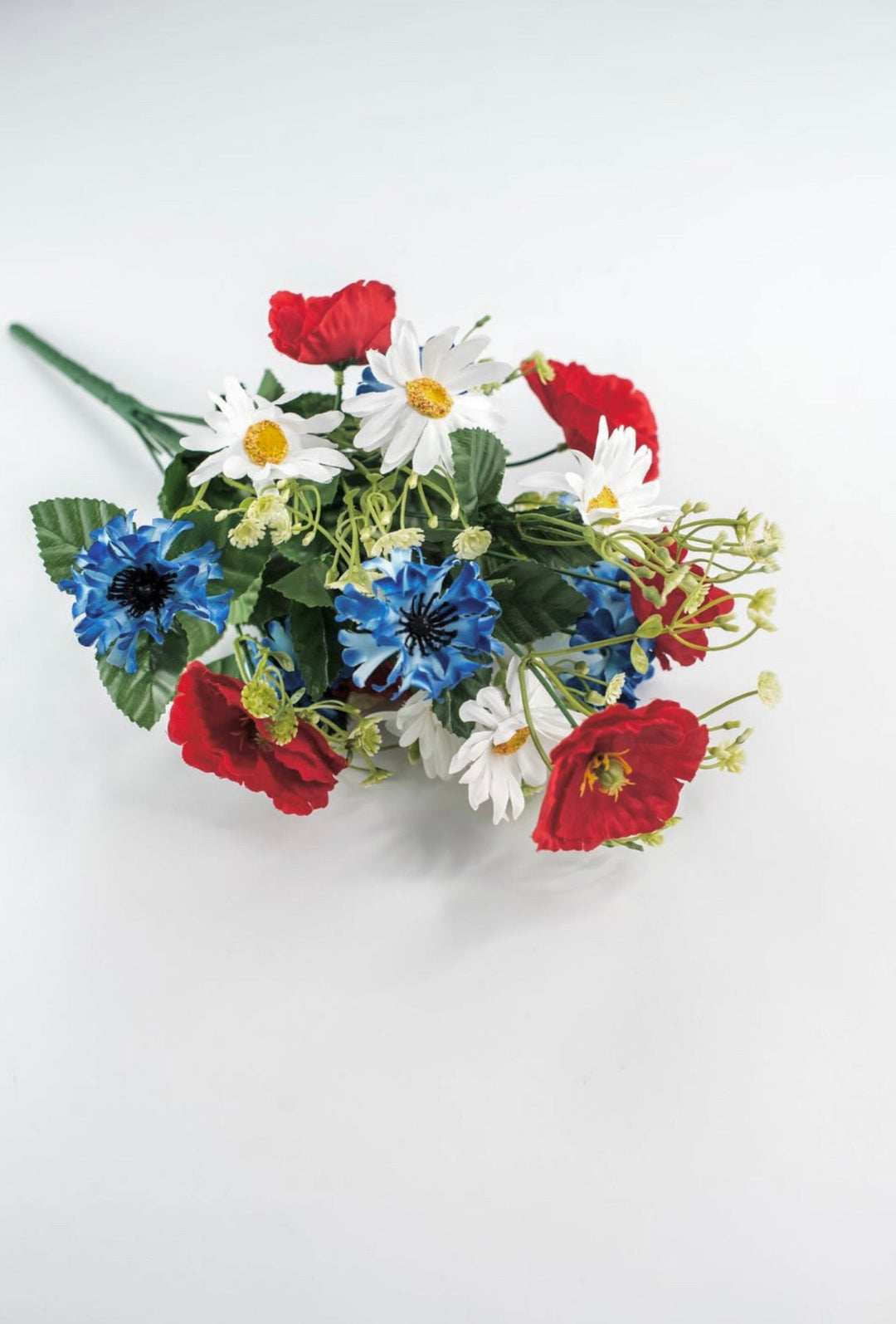 Artificial poppies, mixed patriotic flowers, red white and blue - Greenery Marketartificial flowers35082rwb