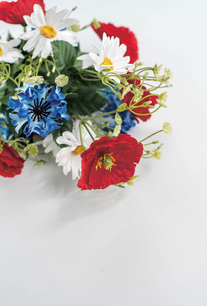 Artificial poppies, mixed patriotic flowers, red white and blue - Greenery Marketartificial flowers35082rwb