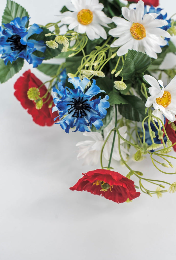 Artificial poppies, mixed patriotic flowers, red white and blue - Greenery Marketartificial flowers35082rwb