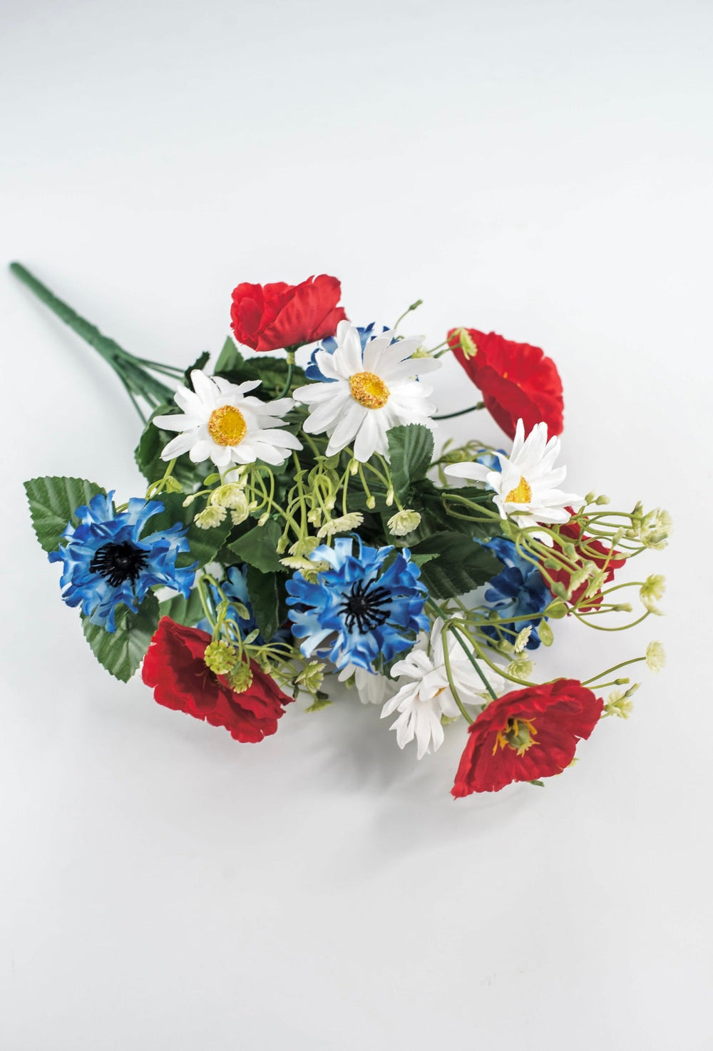 Artificial poppies, mixed patriotic flowers, red white and blue - Greenery Marketartificial flowers35082rwb
