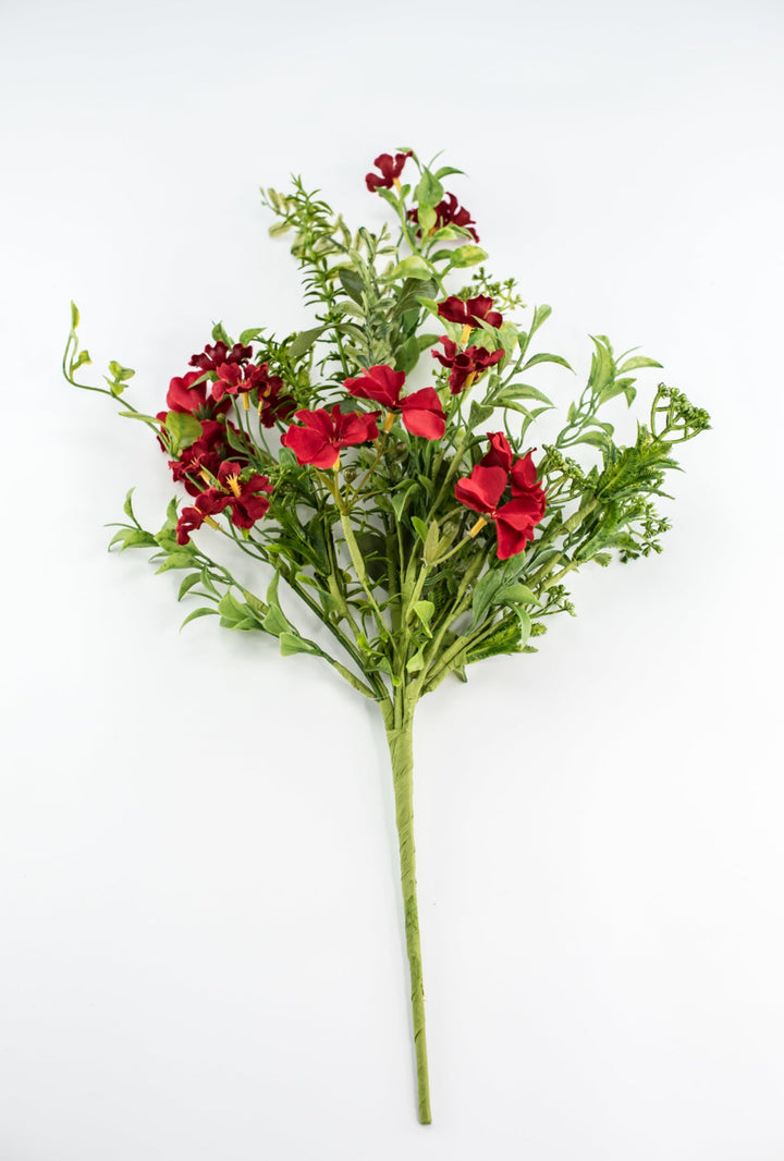 Artificial red blossom and greenery spray - Greenery MarketArtificial Flora64779