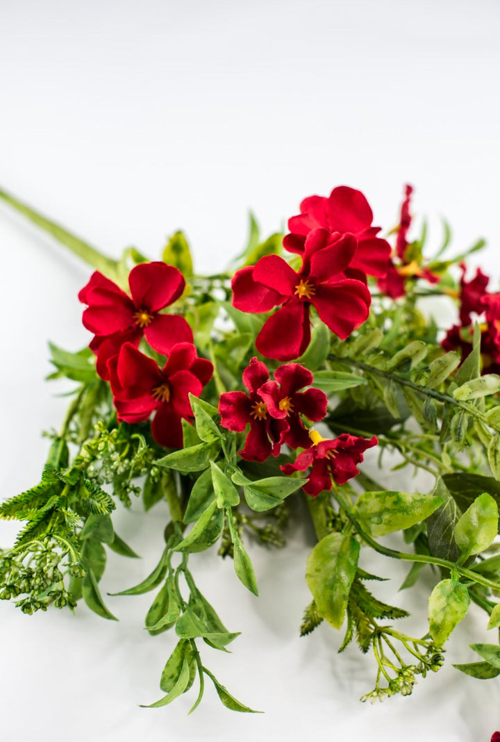 Artificial red blossom and greenery spray - Greenery MarketArtificial Flora64779