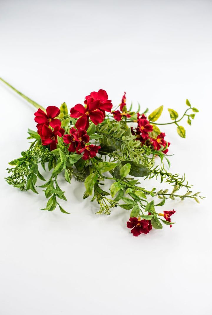 Artificial red blossom and greenery spray - Greenery MarketArtificial Flora64779