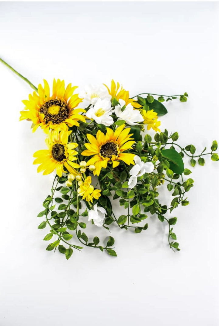 Artificial Sunflower and greenery mixed bush - Greenery Marketartificial flowers63045BU22