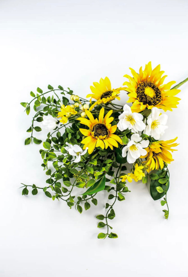 Artificial Sunflower and greenery mixed bush - Greenery Marketartificial flowers63045BU22