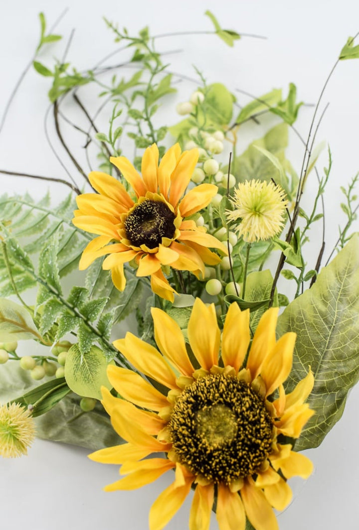 Artificial Sunflower and mixed greenery spray - Greenery Marketartificial flowers63053sp28