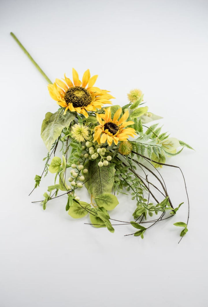 Artificial Sunflower and mixed greenery spray - Greenery Marketartificial flowers63053sp28