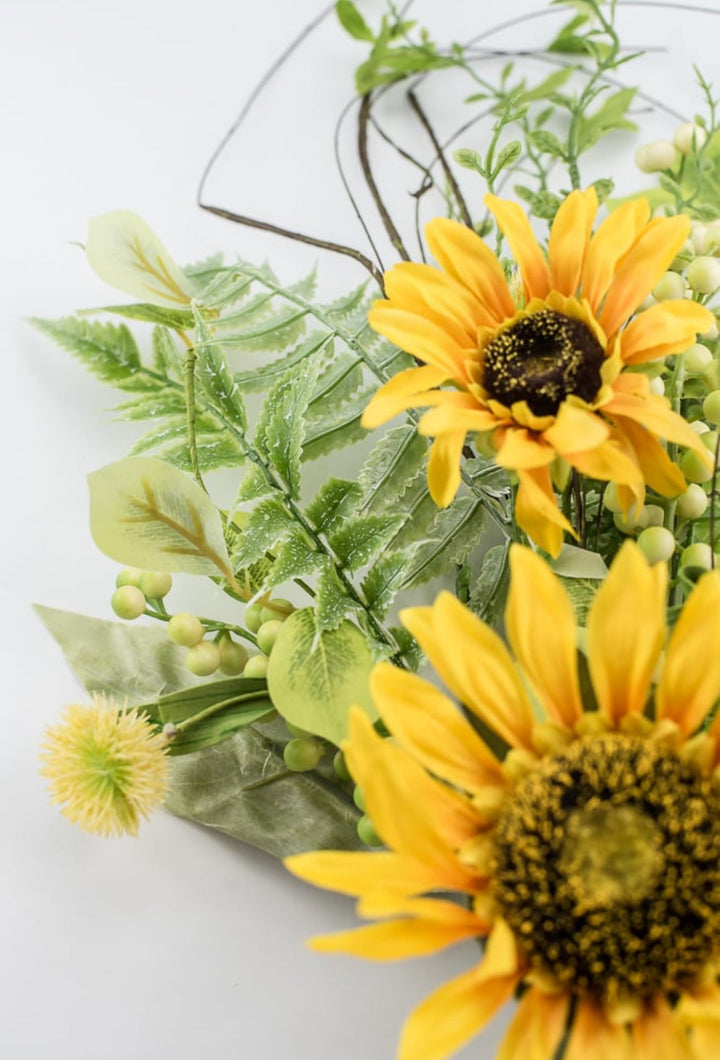 Artificial Sunflower and mixed greenery spray - Greenery Marketartificial flowers63053sp28