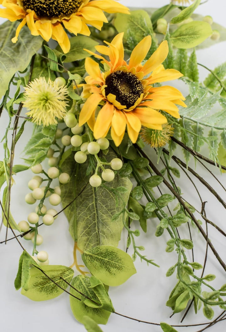 Artificial Sunflower and mixed greenery spray - Greenery Marketartificial flowers63053sp28