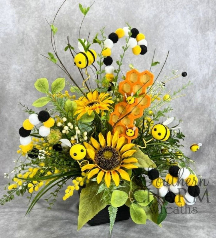 Artificial Sunflower and mixed greenery spray - Greenery Marketartificial flowers63053sp28