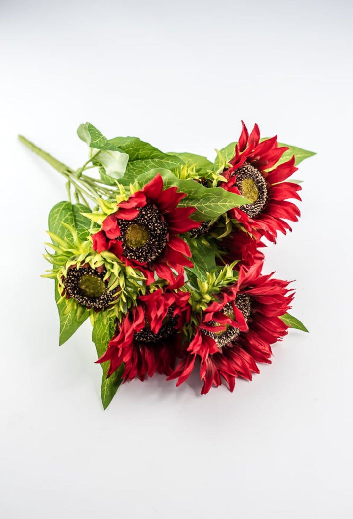 Artificial Sunflower flower bush - red - Greenery Marketartificial flowers12041