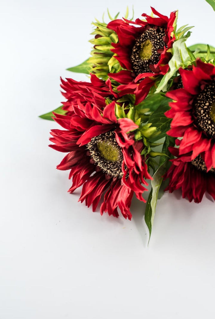 Artificial Sunflower flower bush - red - Greenery Marketartificial flowers12041