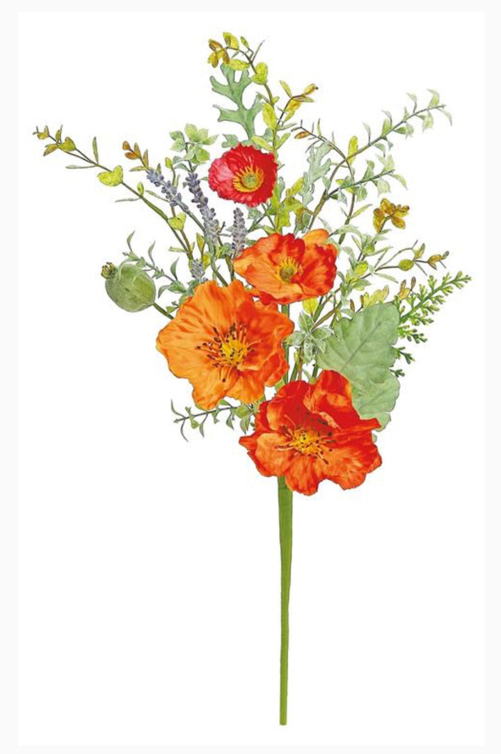 Artificial wild poppy spray - Greenery MarketPm2935 - OG