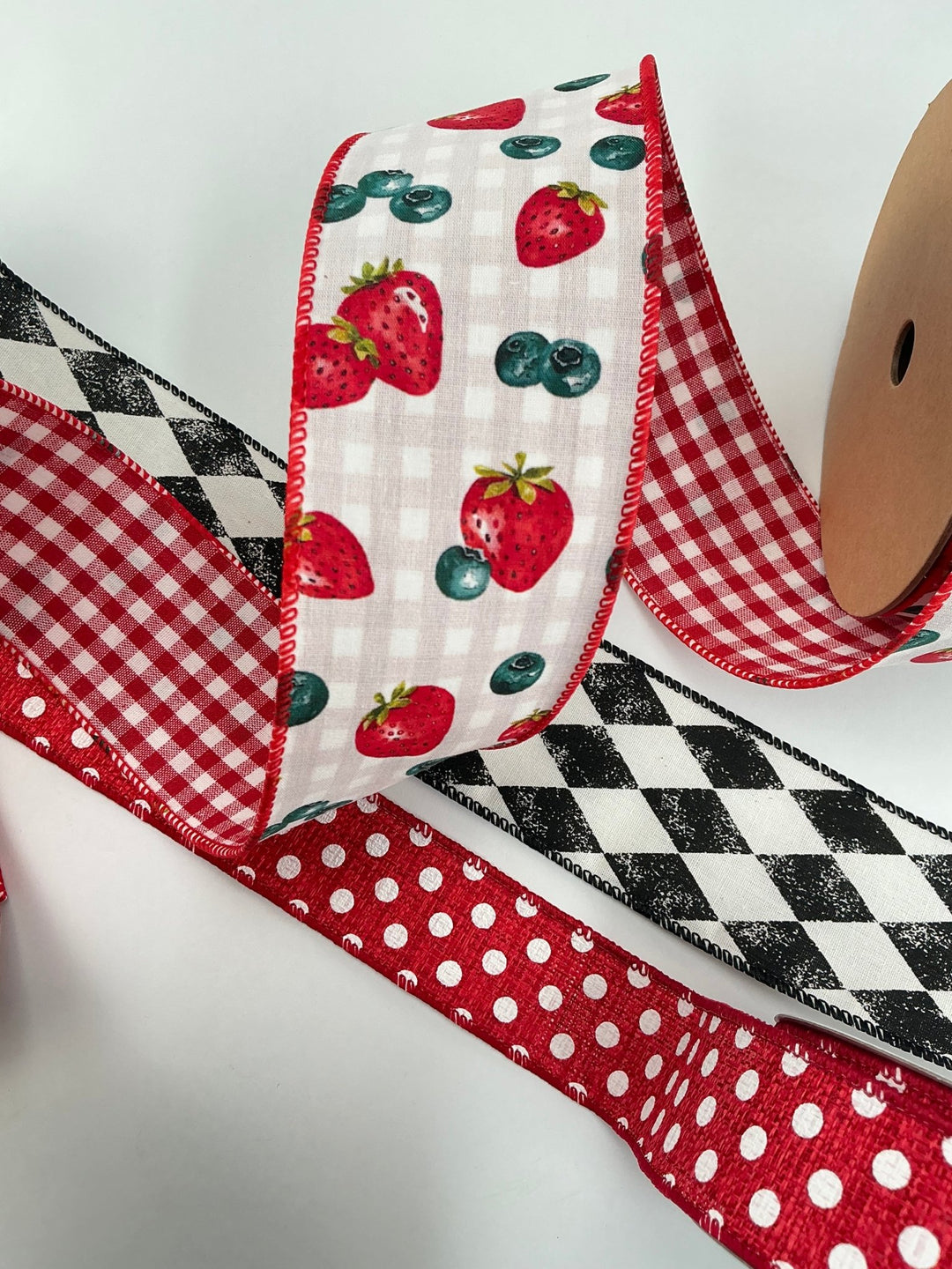 Berries bow bundle x 3 wired ribbons - Greenery MarketWired ribbonBerriesX3