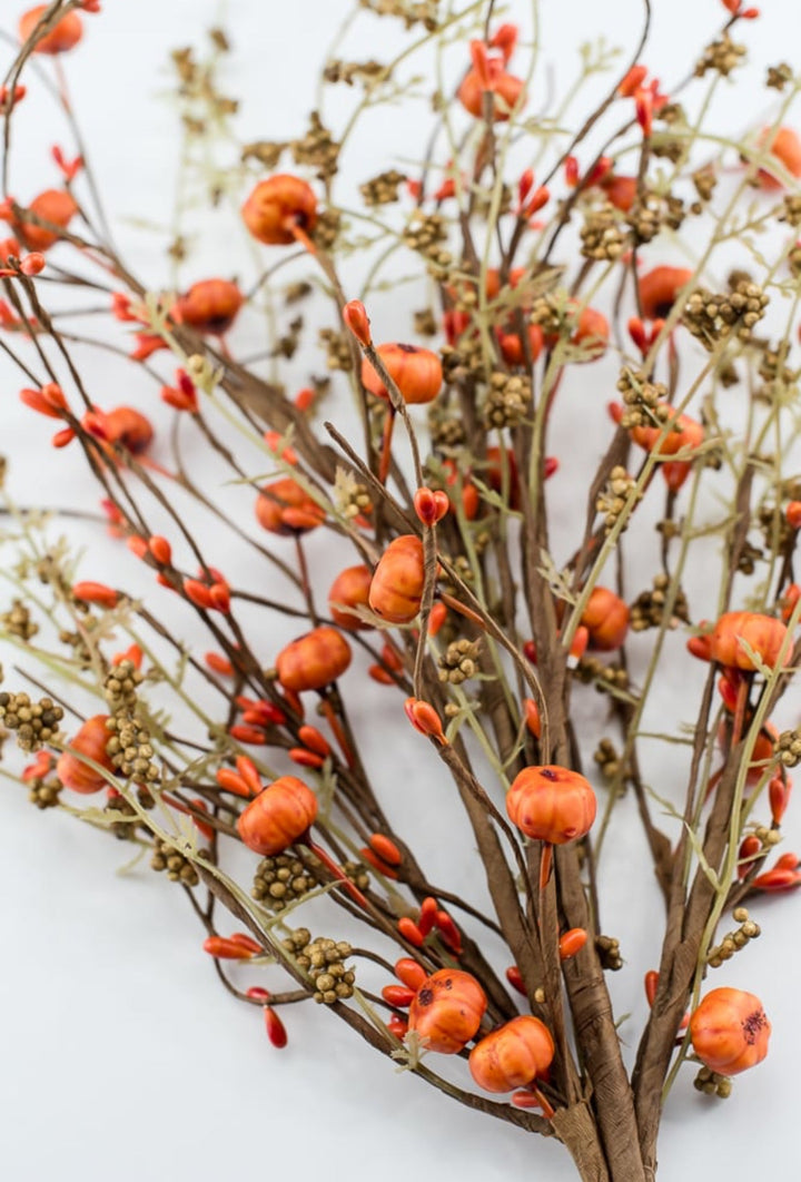 Berries, twigs, and Pip berry bush - orange - Greenery MarketArtificial Flora56729BU22