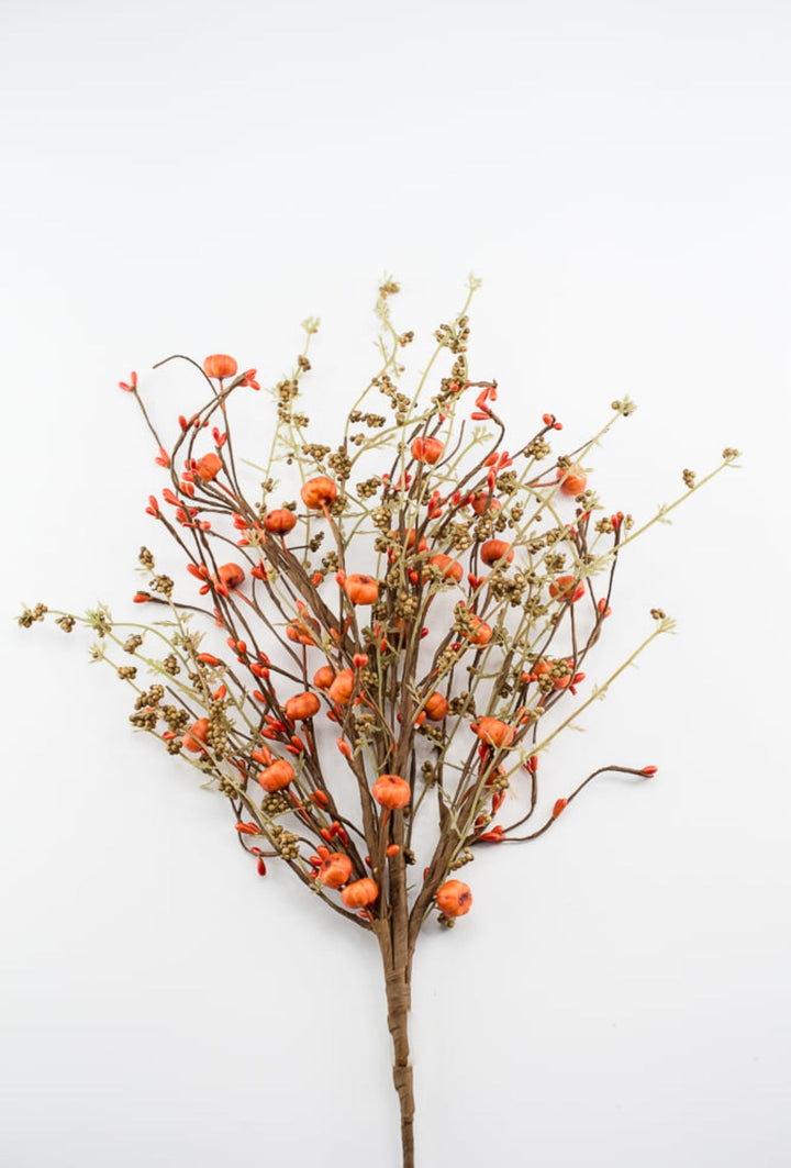 Berries, twigs, and Pip berry bush - orange - Greenery MarketArtificial Flora56729BU22