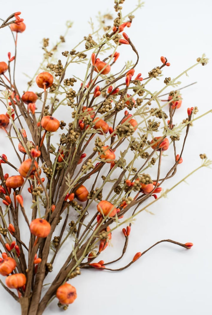 Berries, twigs, and Pip berry bush - orange - Greenery MarketArtificial Flora56729BU22