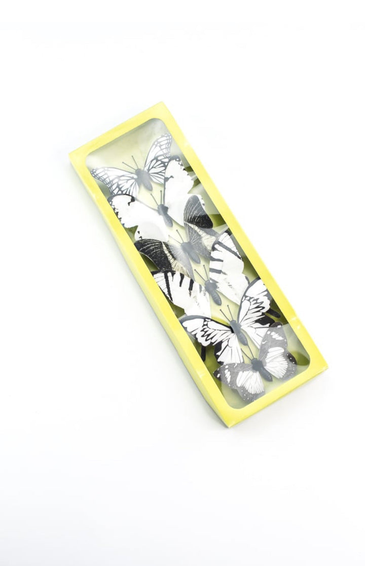 Black and white Fabric butterflies - Greenery MarketWreath attachmentsMT24390 wht