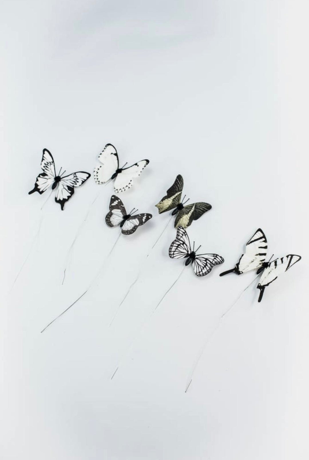 Black and white Fabric butterflies - Greenery MarketWreath attachmentsMT24390 wht