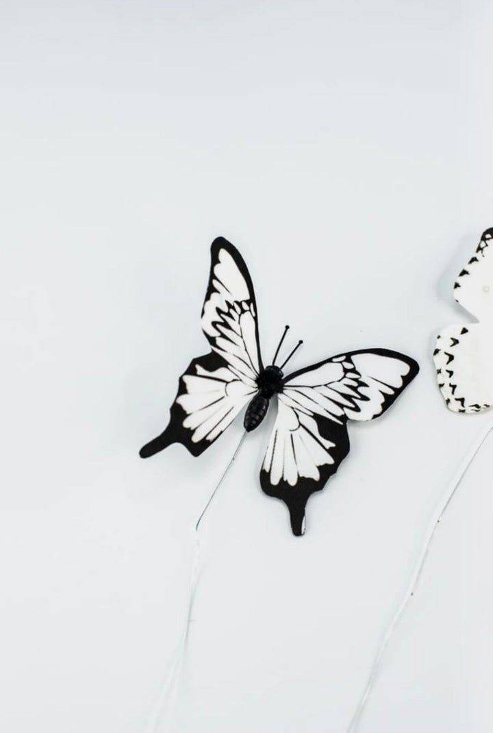 Black and white Fabric butterflies - Greenery MarketWreath attachmentsMT24390 wht