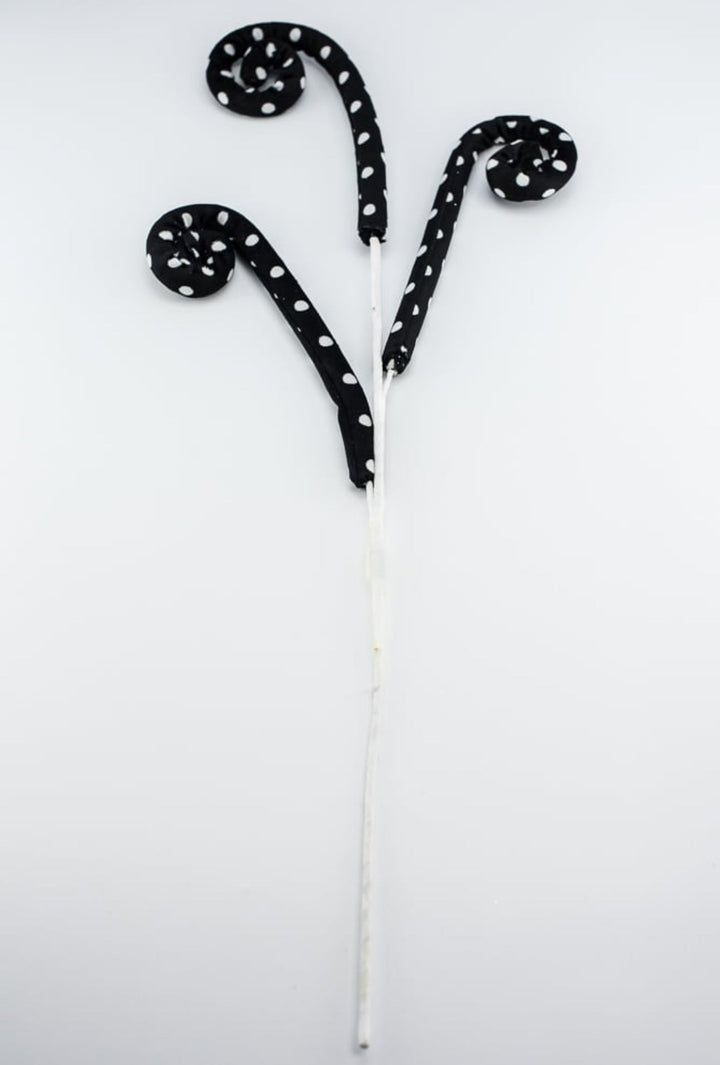 Black and white polkadot curly spray - Greenery MarketPicks62376BKWT