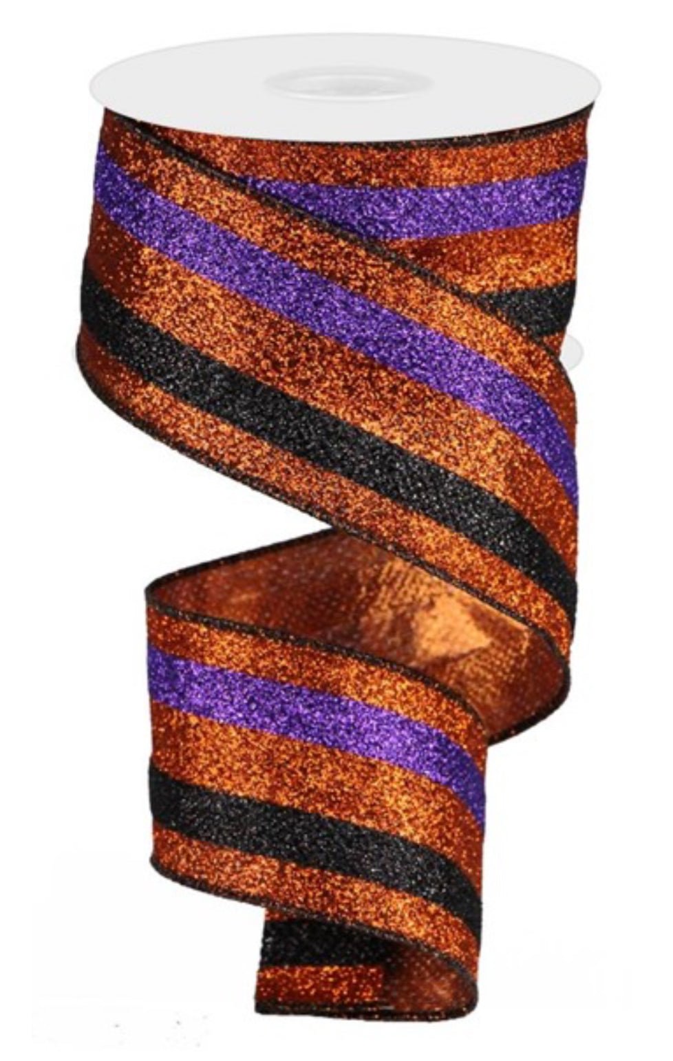 Black, orange, and purple large glitter wired ribbon 2.5” - Greenery MarketWired ribbonRG08033YR