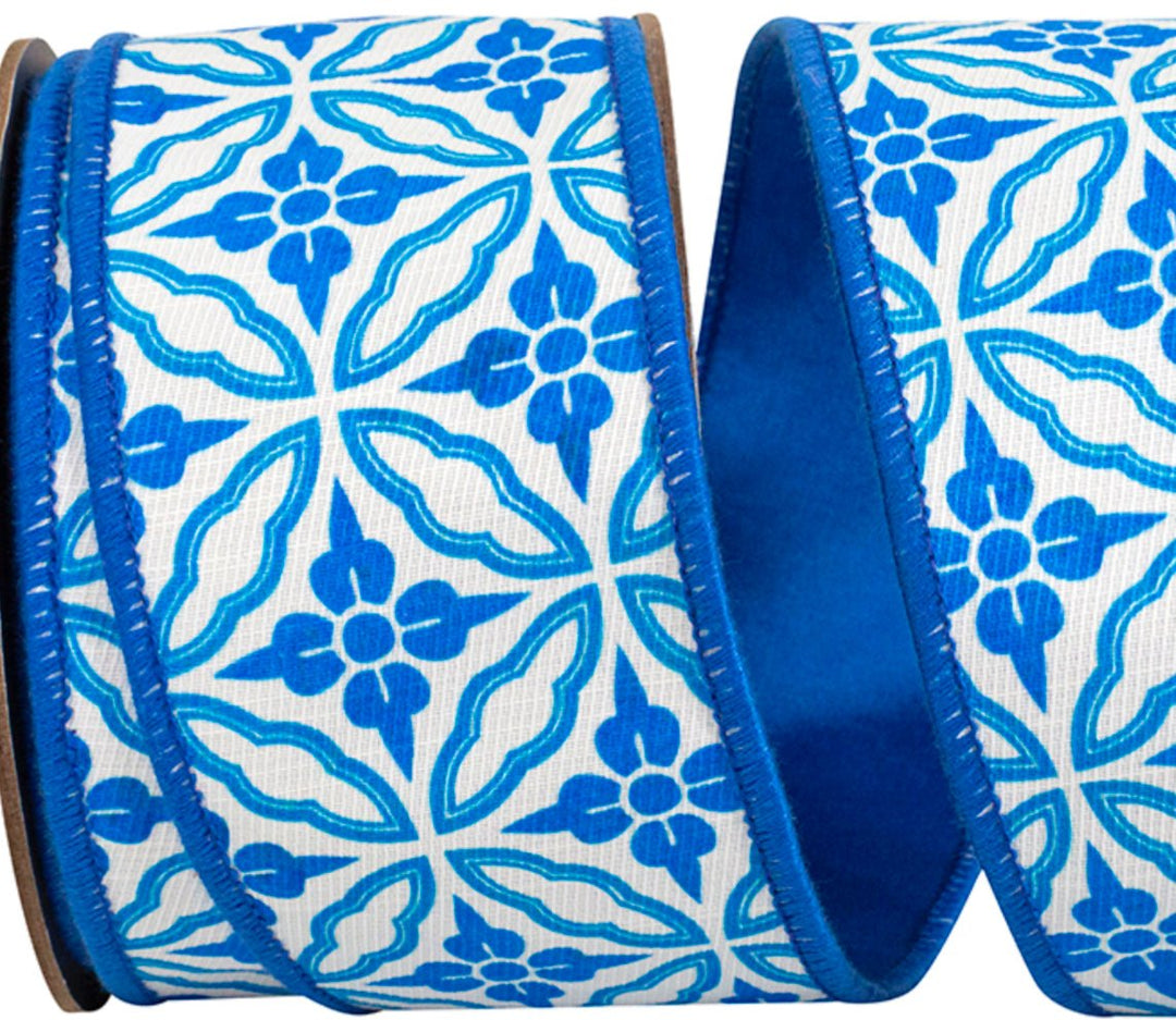 Blue Amalfi Chinoiserie Wired Ribnon - Greenery Market94527W - 121 - 40F